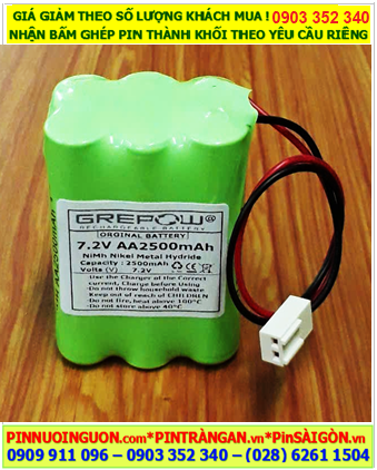 Pin sạc 7.2v-AA2500mAh, Pin nuôi nguồn 7.2v-AA2500mAh, Pin sạc công nghiệp GREPOW 7.2v-AA2500mAh